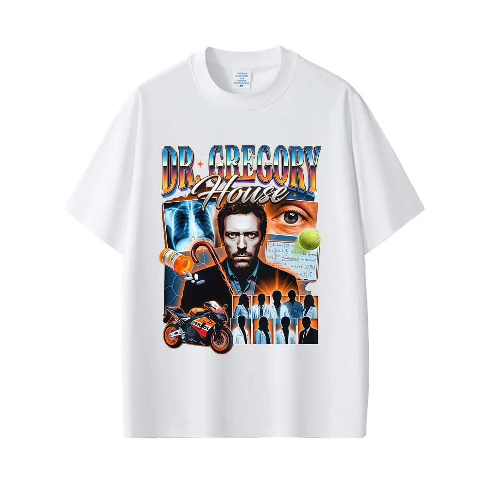 Dr Gregory House MD Funny Graphic T-shirt Men Women Clothing Casual Vintage Crewneck T-shirts Male 100% Cotton Oversized T Shirt