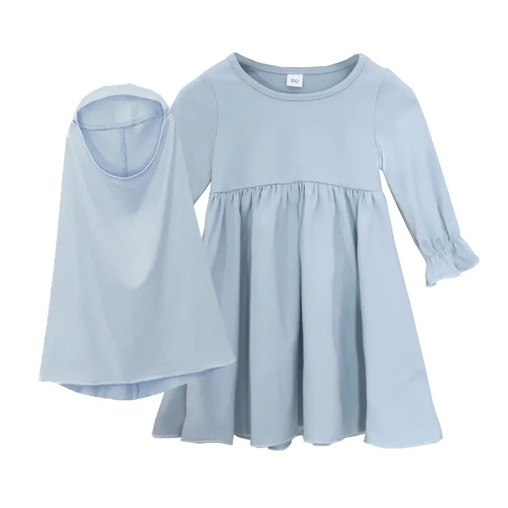 2 pezzi bambini musulmani abiti Hijab Abaya Set bambini islamici Ramadan preghiera Burka ragazze arabe Khimar foulard Niqab caftano abbigliamento