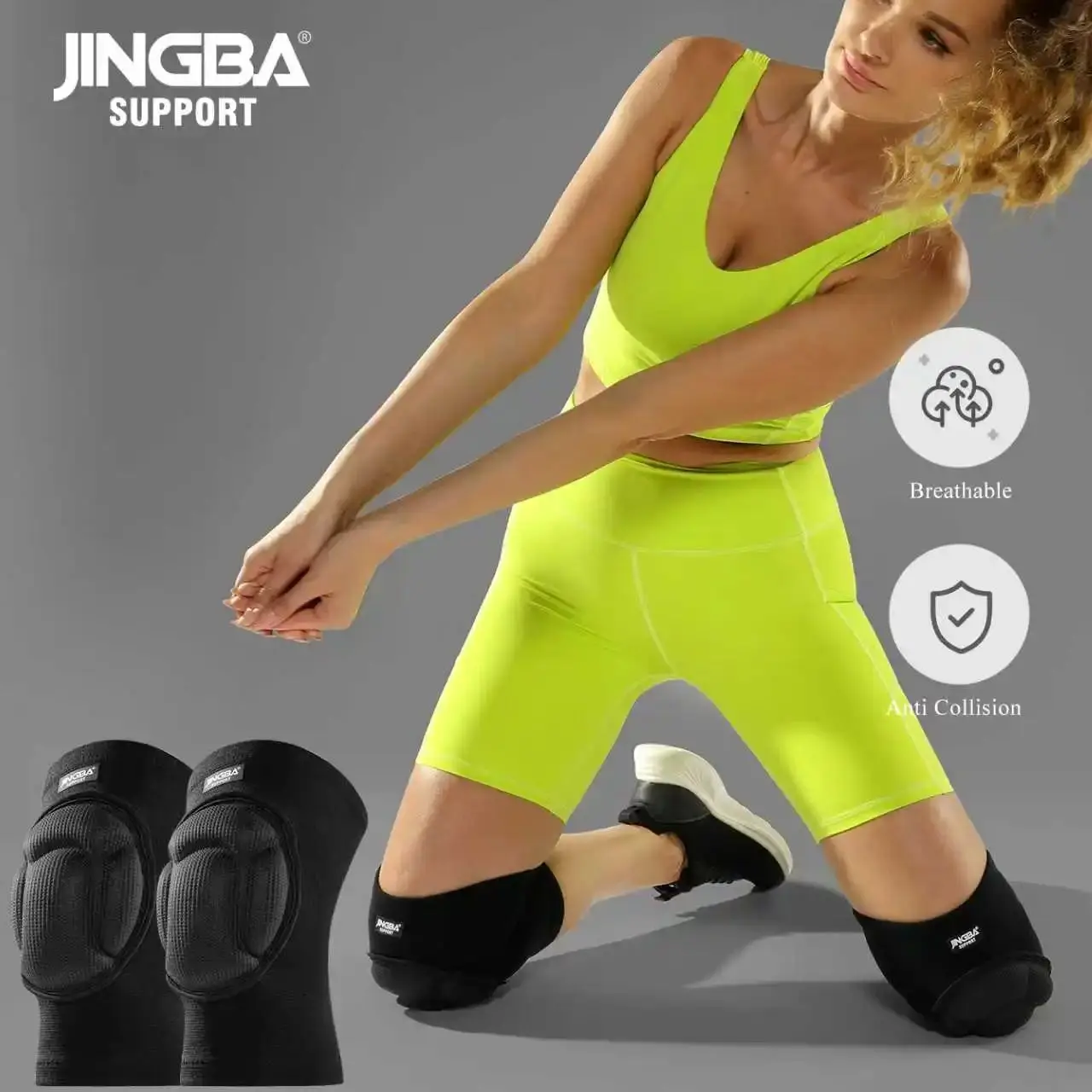 

JINGBA SUPPORT 1 Pair Breathable Knee Support with Thick Sponge Pads for Dance Volleyball Rollar Skating for Women Men