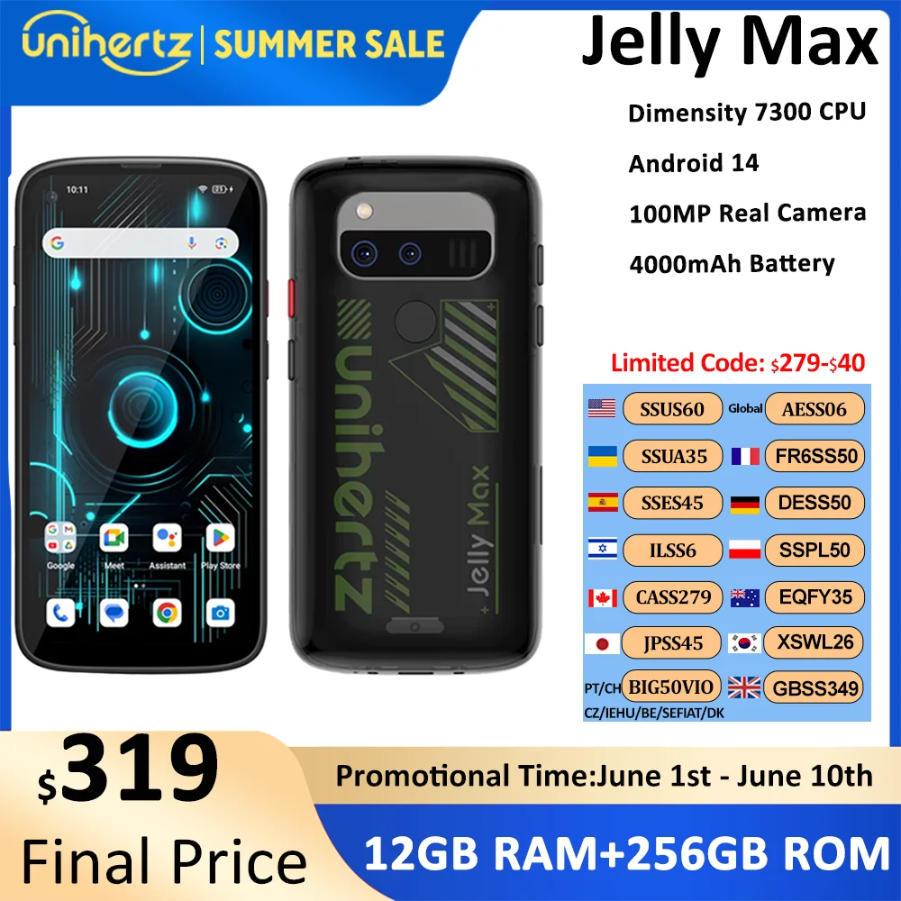 Unihertz Jelly Max 5G Mini Smartphone Android 14 Dimensity 7300