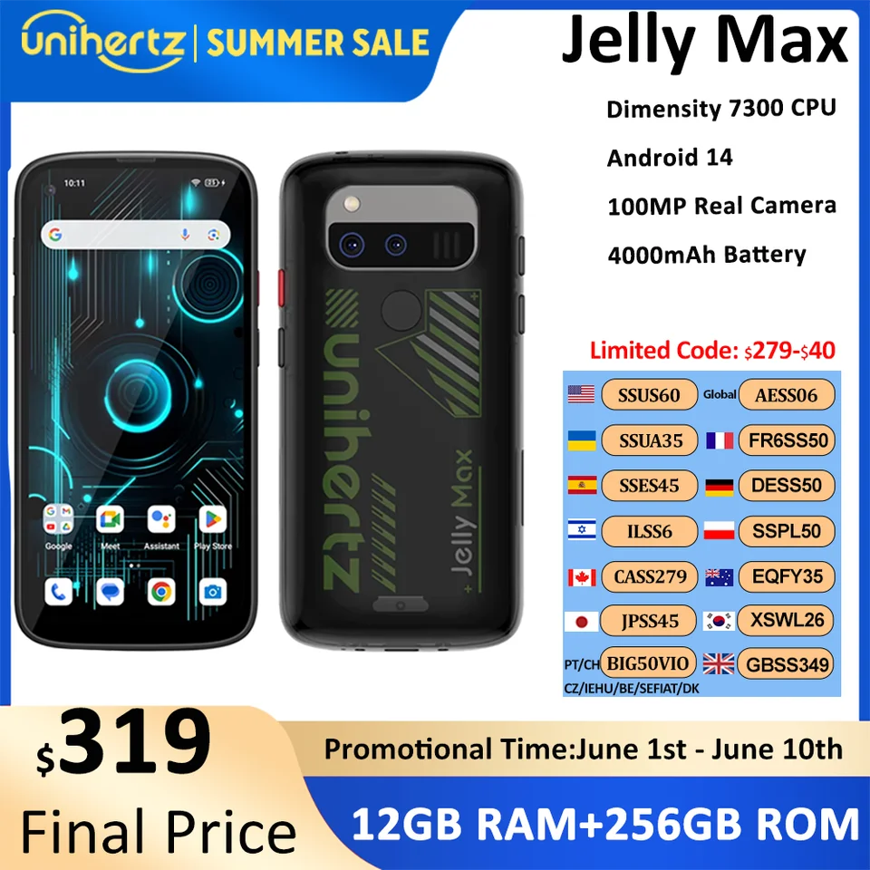 Unihertz Jelly Max 5G Mini Smartphone Android 14 Dimensity 7300