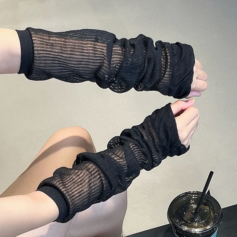 Sweet Transparent Arm Cover Women Girls Ballet Style Cuffs Sleeve Kawaii Lace Ruffle Long Socks Female Lolita Leg Warmers