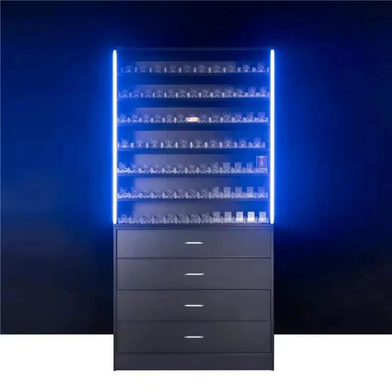 custom.Smoke Shop Wood Grain Cigarettes Shelf Pusher Display Unit Fixture Drawer Cabinet Stand Rack 5