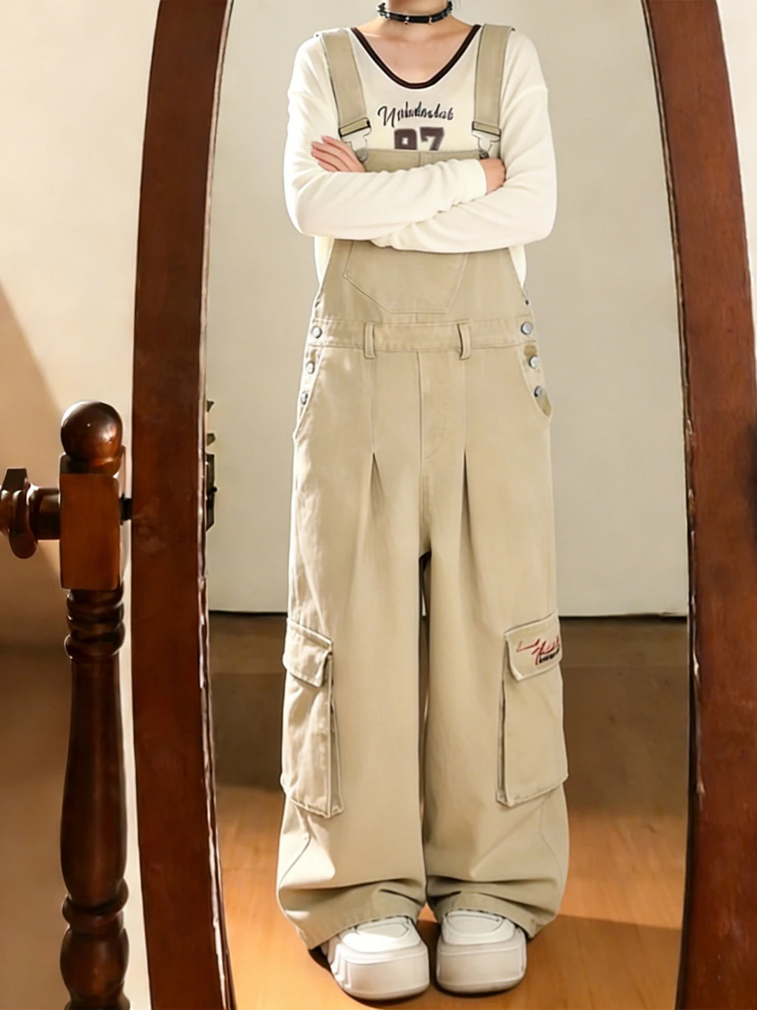 

plus Size Women's Denim Overalls Loose Fit Korean Sle Commute Faion Cotton Blend Cargo Pants Vintage Design Workwear