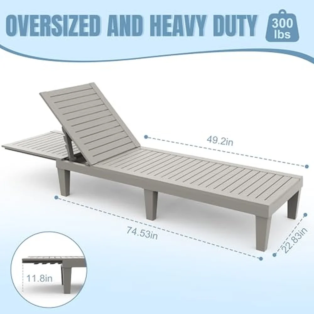 Lounge Chair Outdoor Set of 2 High Impact PP Tanning Chairs