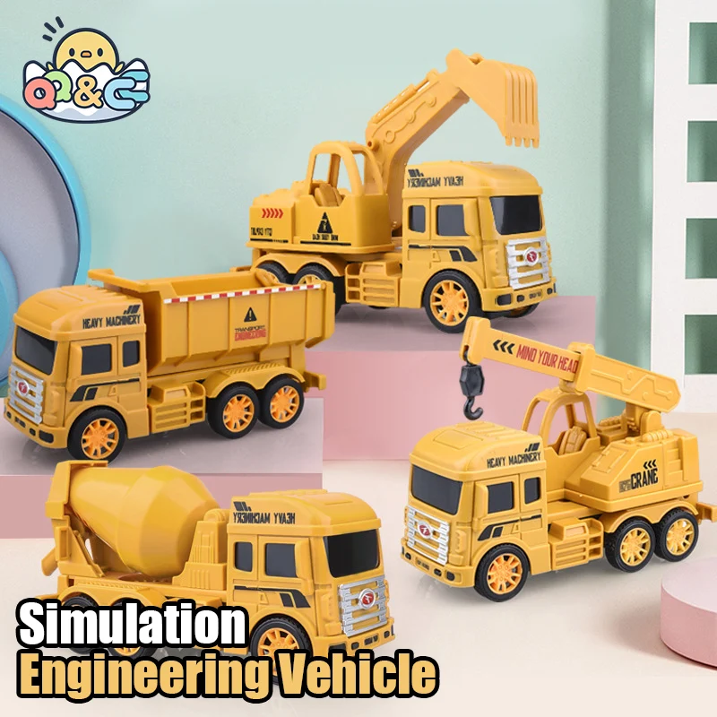 

Children's toy inertial engineering vehicle toy simulation excavator dump truck mixer truck excavator hook machine toys kids