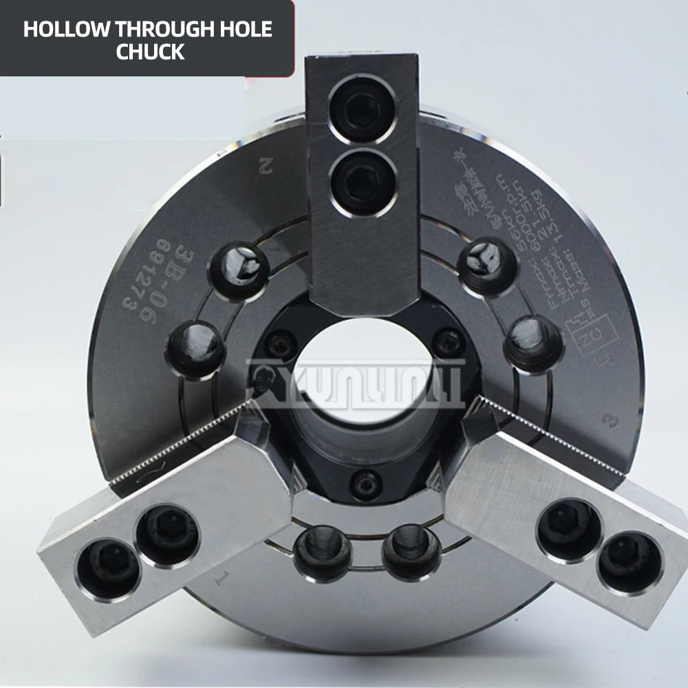 3 Claws Medium Hollow Solid Hydraulic Chuck With Flange 5/6inch High Speed Steel Hydraulic Hollow Chuck