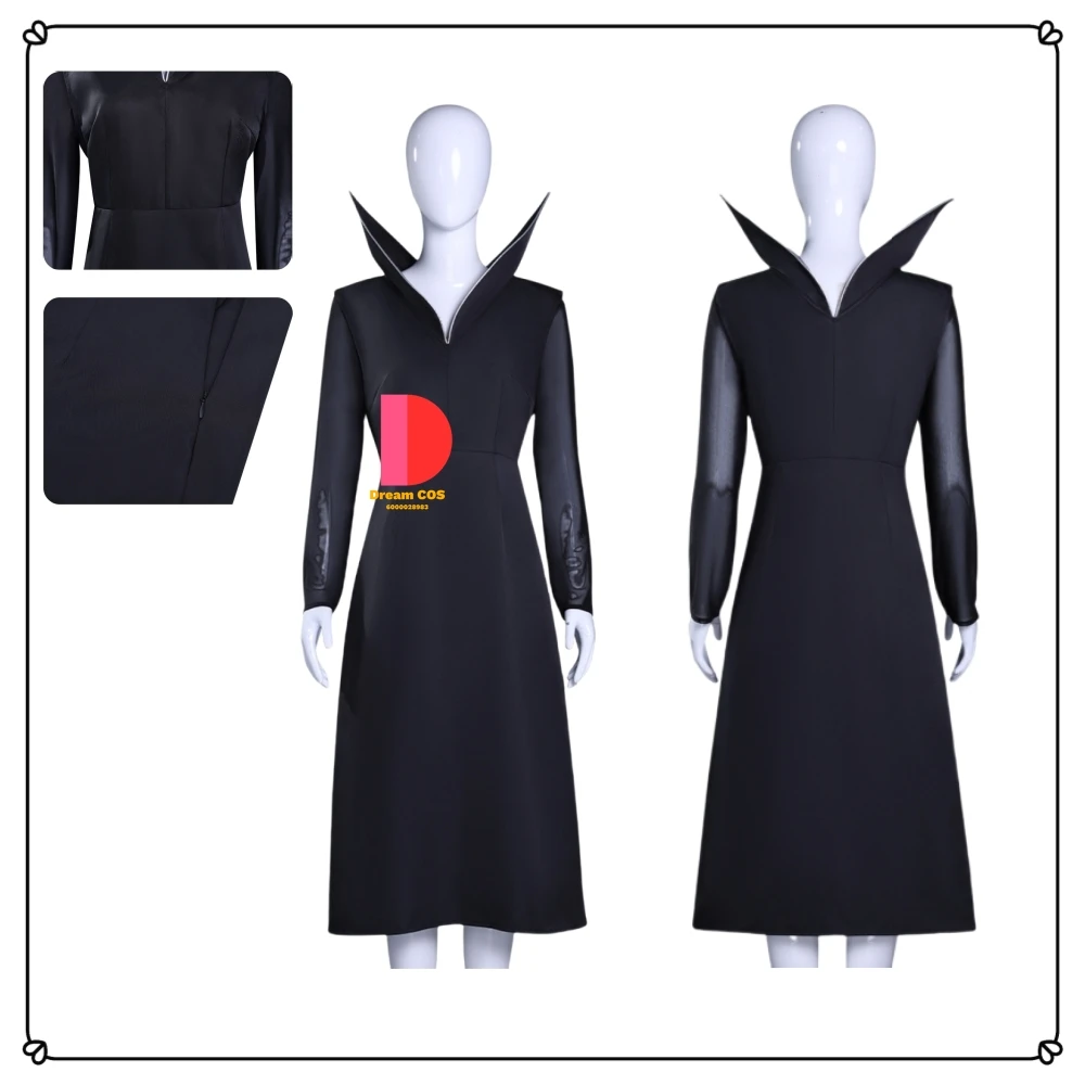 

New Movie Wednesday Cosplay Costume Anime Role Play Stand-up Collar Black Long Dress for Women Adult Halloween Comic Con Outfit