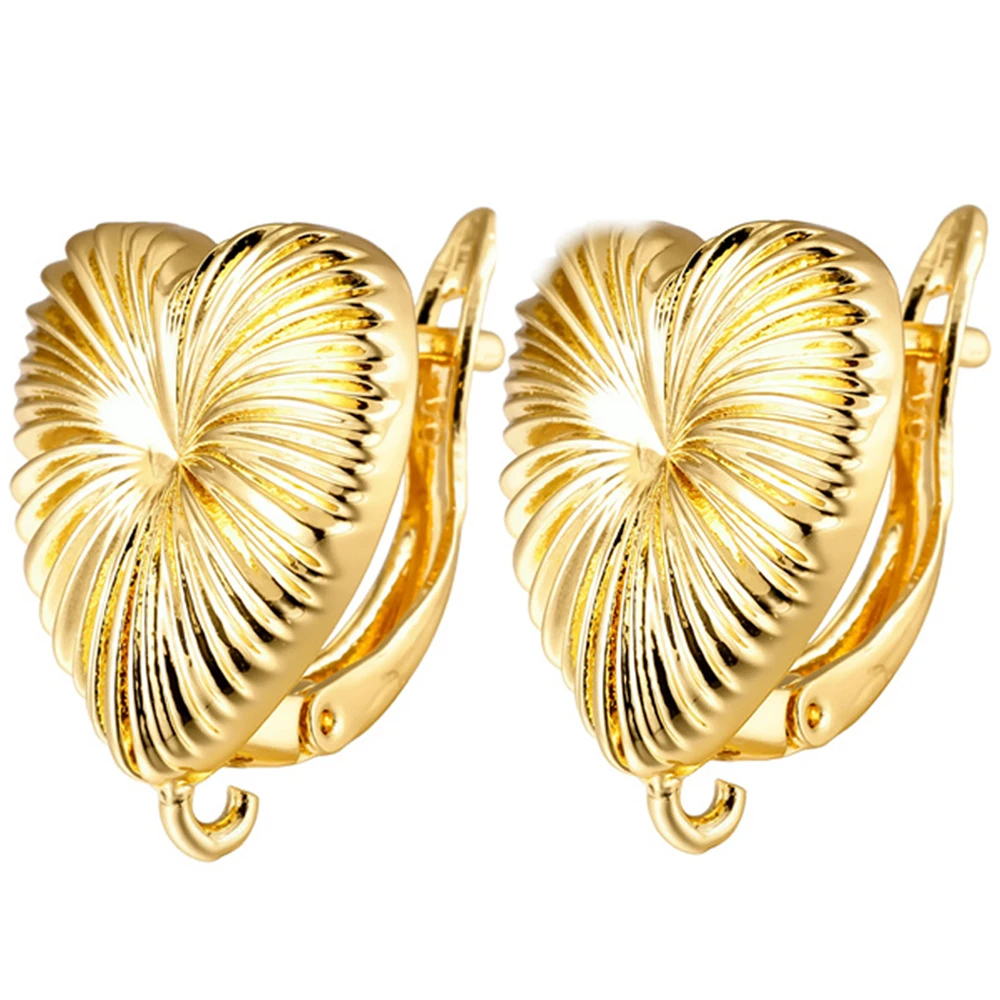 Juya, 2 unidades por lote, ganchos para pendientes con cierre decorativo chapado en oro de 18K, antialérgicos, para hacer pendientes DIY para mujer