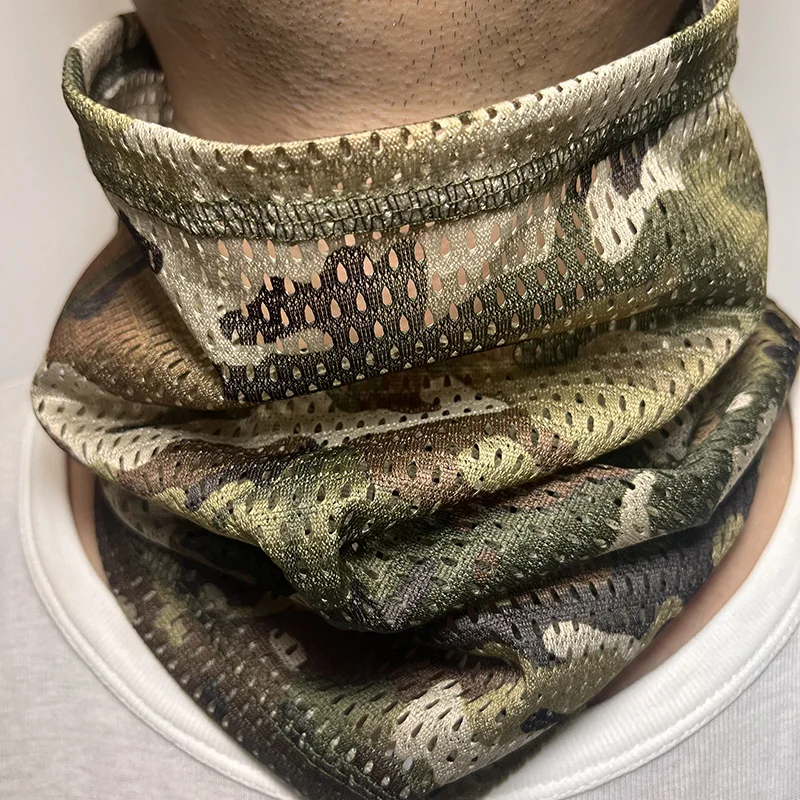 Large Hole Mesh Camouflage Neck Gaiter Breathable Summer Sun Protection Windproof Face Mask Outdoor Cycling Fishing Sports Scarf