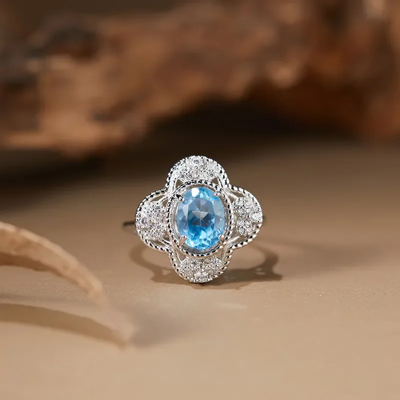 Natural color treasure topaz olivine garnet citrine ring women's s925 silver live broadcast explosion factory wholesale