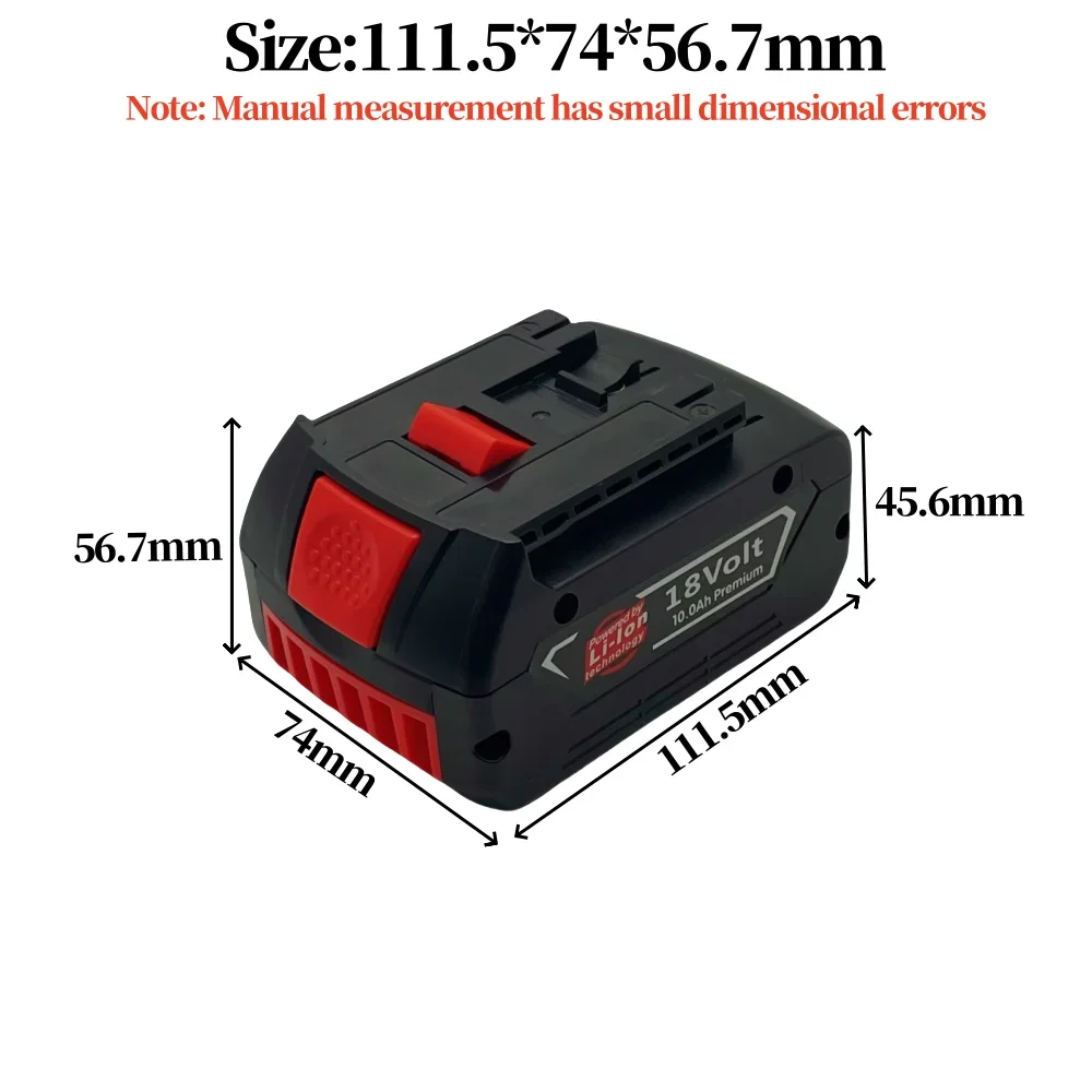 Batería de repuesto de iones de litio Bosch, 18V, 10000mAh, 10.0Ah, sistema profesional, herramientas Draadloze, batería Bat609 Bat618 Gba18v80 18650