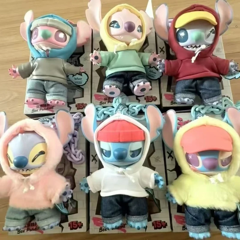 جديد Miniso Disney Stitch Gen Z Street Series الفينيل صندوق أعمى مشترك المنقولة غرزة نموذج حقيبة الظهر قلادة هدية عيد ميلاد
