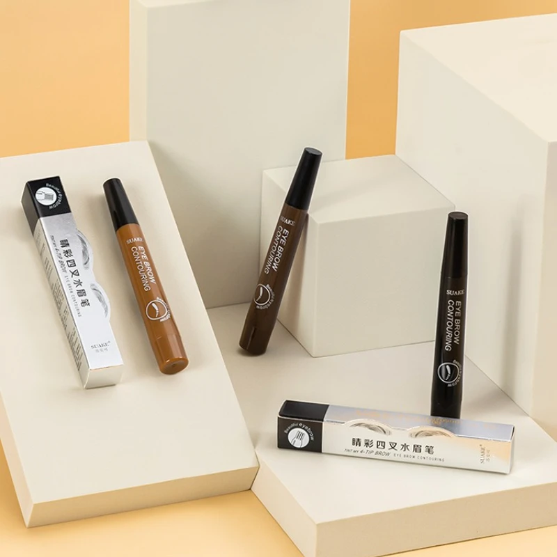 5 Kleuren Wenkbrauw Pen Waterdicht 4 Vork Tip Wenkbrauw Tattoo Potlood Niet Zwak Kleurstof Extreem Fijne Wenkbrauwpotlood Make-Up tool