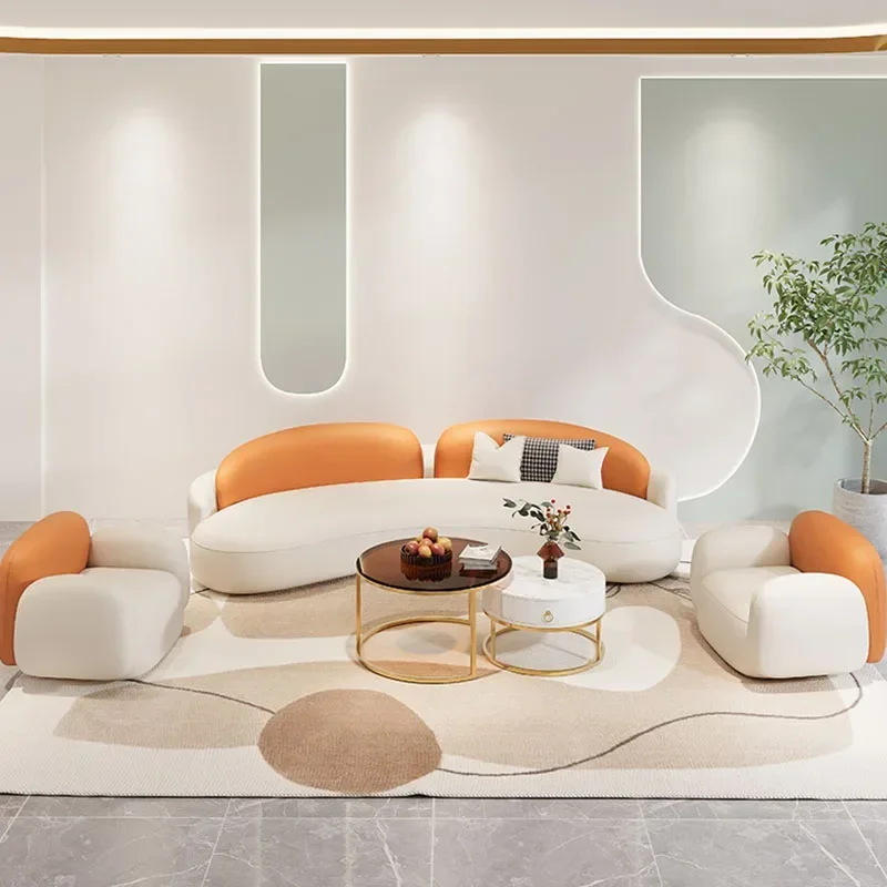 Sofás elegantes de lujo para sala de estar, sofás seccionales, color naranja, Kawaii, bonito, color blanco, Divani Da Soggiorno
