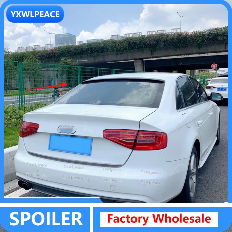 

For Audi A4 B8 Sedan 4 Door 2009-2012 Spoiler High Quality ABS Material Unpainted Color CarRear Window Roof Wing Spoiler