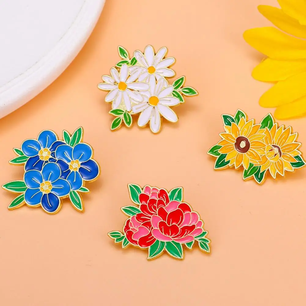 

Brooch Pin Vibrant Color Peony Flower Leaves Shape Badge Clothing Decoration Sweaters Hats Bags Lapel Pin