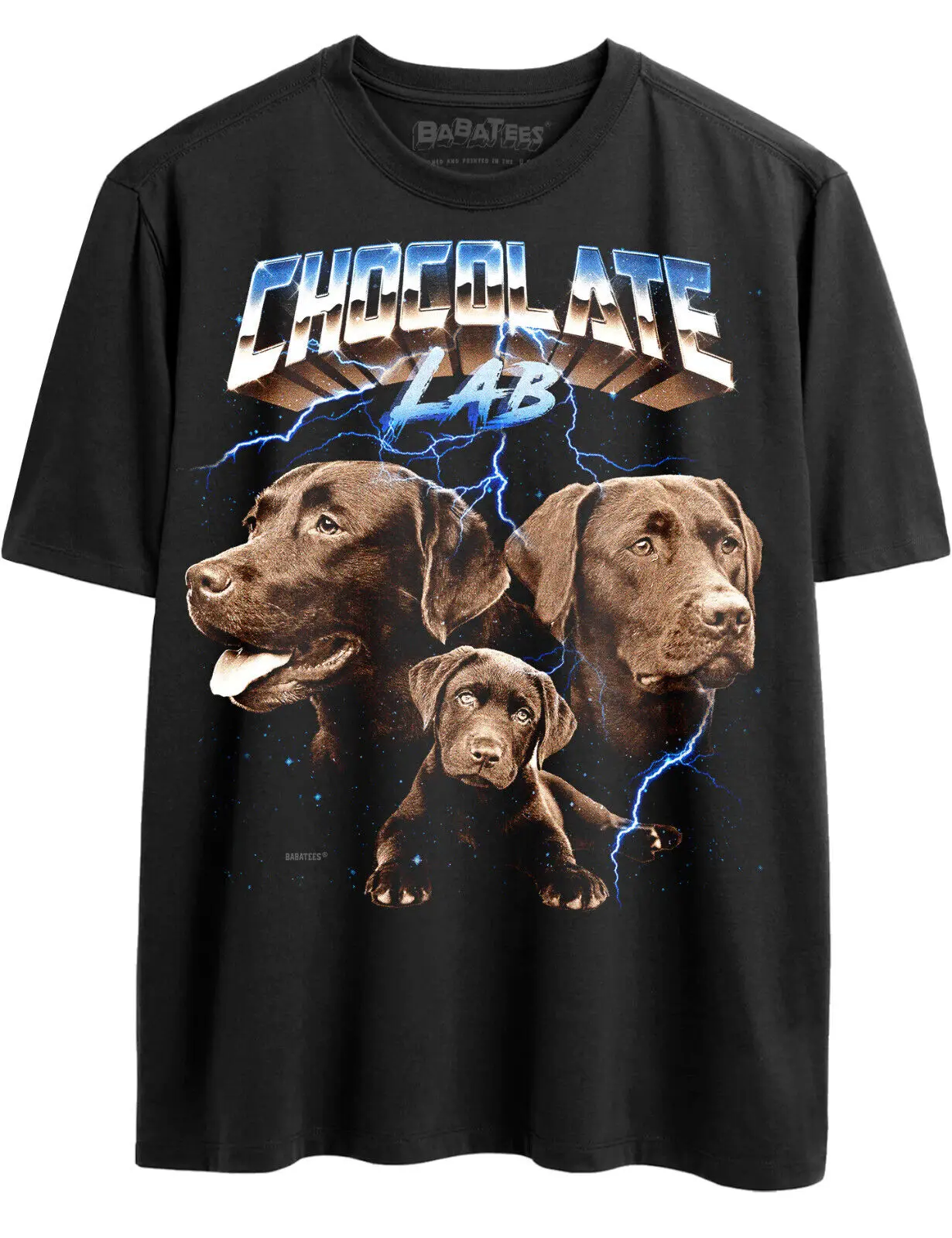 Brown Labrador Chocolate Lab Retro 80s Glam Heavy Metal T Shirt for Dog Owner