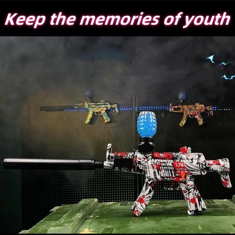 MP5 Handmatig speelgoedpistool voor kinderen met dubbel gebruik Crystal bullet elektrisch continu haar cool graffiti speelgoed interactief cadeau voor jongens