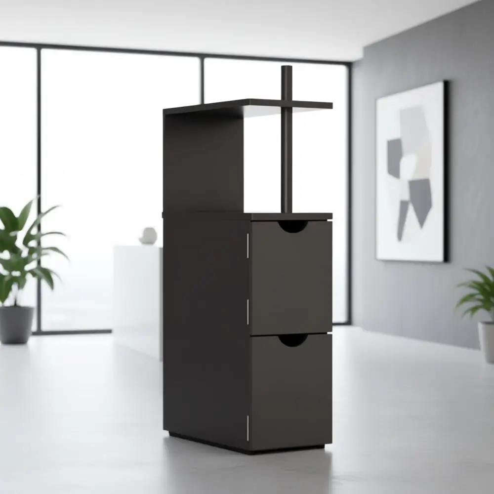 

Шкаф для хранения в ванной комнате высотой 54 дюйма, отдельно стоящая льняная башня с двухуровневой полкой и ящиками, узкий боковой напольный органайзер, коричневый