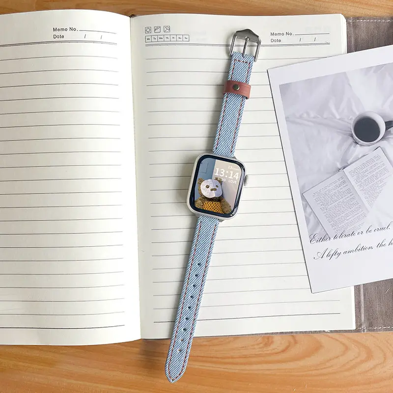 

Leather denim compatible iWatch strap 38mm 40mm 41mm 42mm 44mm 45mm 49mm fashionable strap