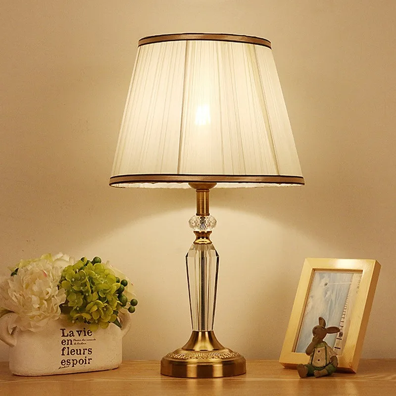 

European fabric table lamp bedroom bedside lamp led lighting home