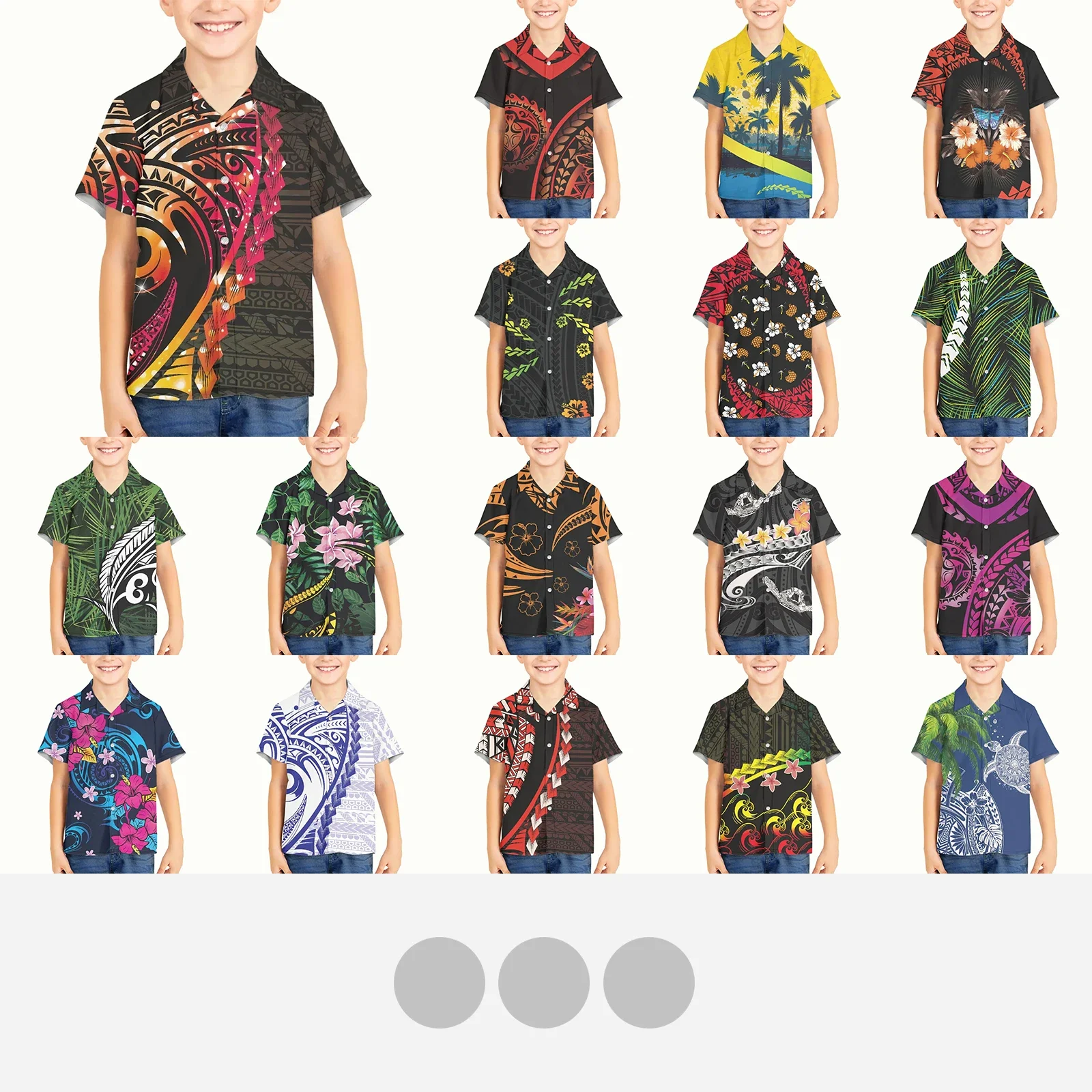 

Polynesian Tribal Pohnpei Totem Tattoo Prints Kid Boy Summer Fried Street Fashion Personalized Casual Shirts Holiday Beach Party