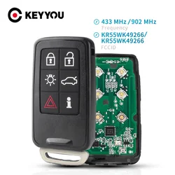 KEYYOU Remote Car Key 6 Buttons KR55WK49266 902MHz For VOLVO S60 S80 V40 V60 V70 XC60 XC70 2007-2016 Auto Keyless