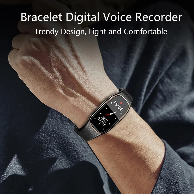 Bracelet Digital Voice Recorder Wristband Audio Recorder Watch Recording Noise Reduction HiFi Portable HD Audio MP3 Music Player