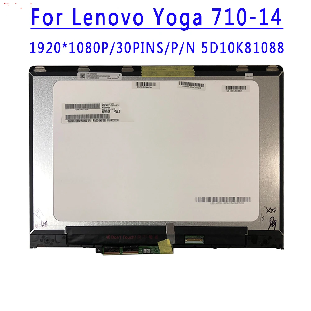 P/N 5D10K81088 14.0 inch 1920X1080 IPS 30PINS LCD Touch Assembly With Frame For Lenovo Yoga 710-14 Yoga 710 14 Yoga 710-14IKB