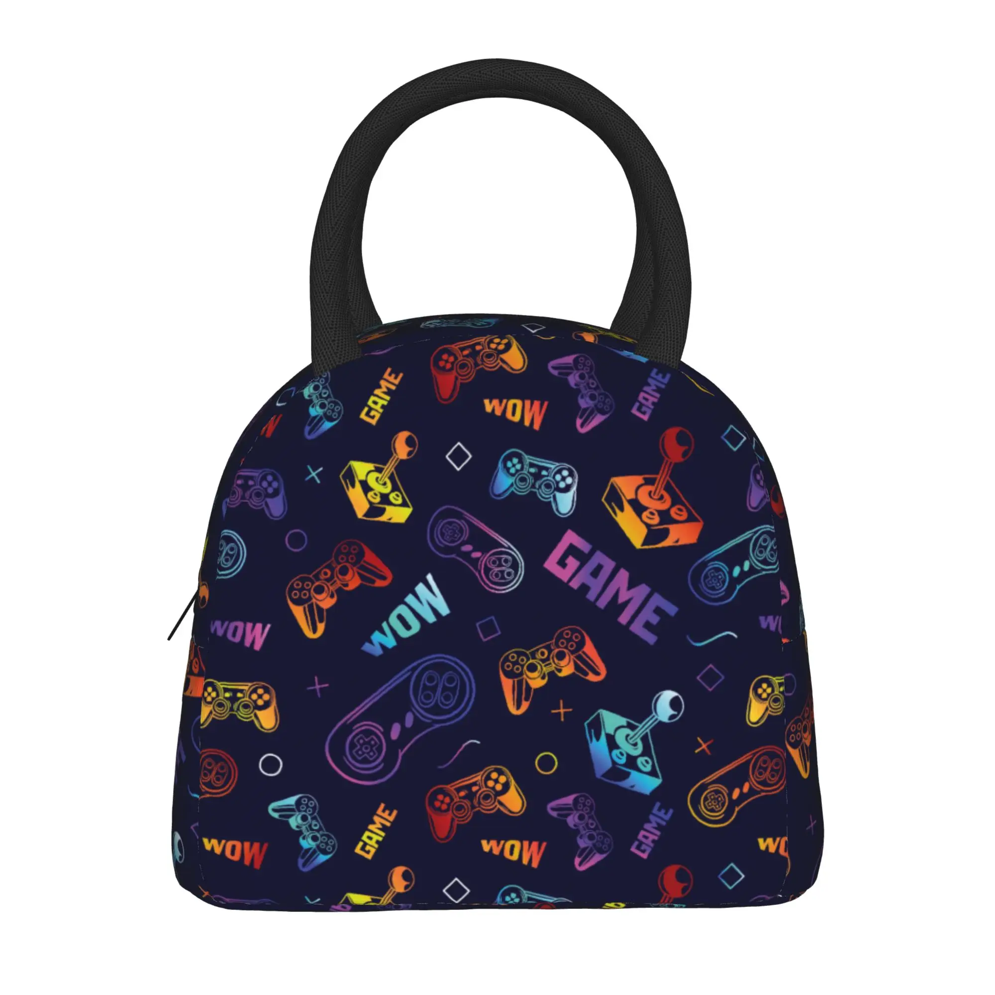 Game Controller Pattern  Insulated Lunch Bags Cooler Bag Reusable  Large Tote Lunch Box Men Women School  Picnic