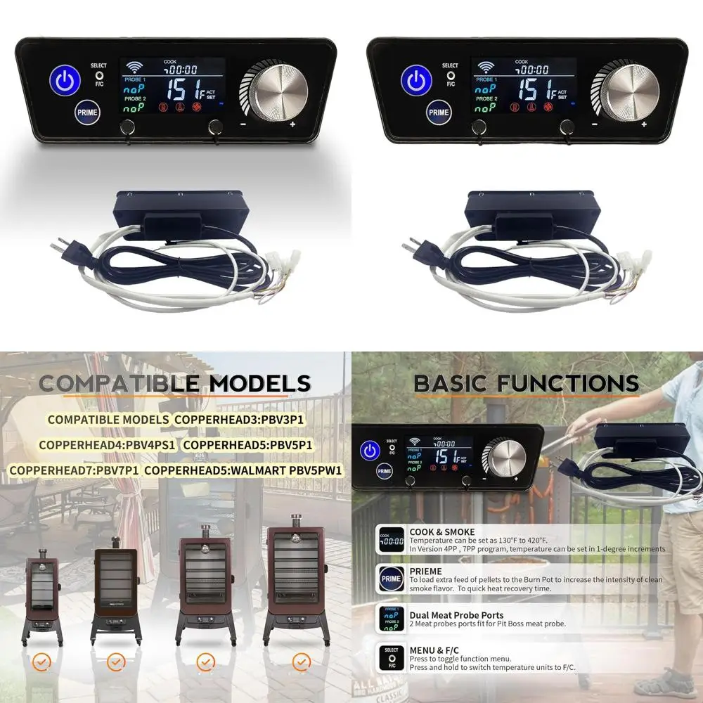 

Smart WiFi PID Controller Kit for Pit Boss Vertical Pellet Grills, Compatible with PBV3P1, PBV4PS1, PBV5P1 Series, with APP Cont