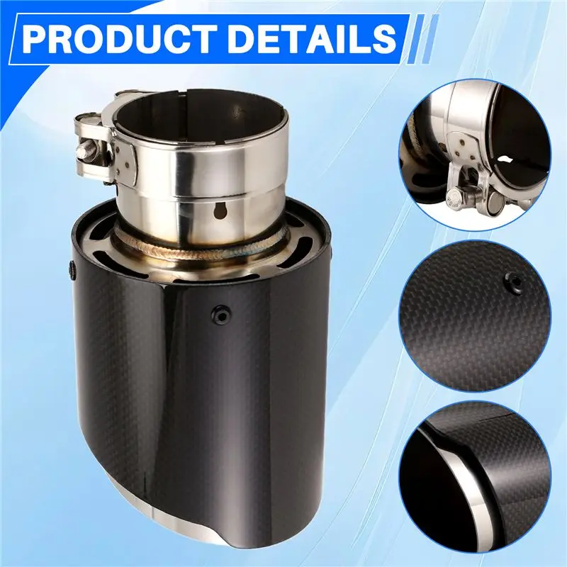 Car Bright Carbon Fiber Exhaust Tip Universal Car Exhaust Pipe Modification Tail Throat Clip-On Tail Pipe-AU62