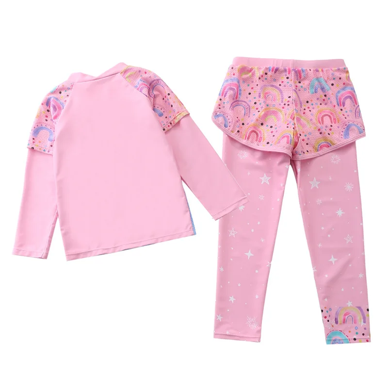 HappyFlute Split Princess Style Two Pieces Set Long-sleeve Trousers And Long-sleeved Cute Baby Girls Swimsuit