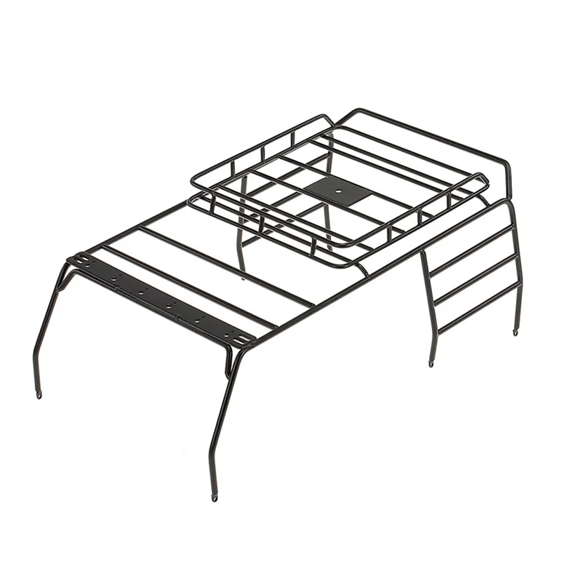 Para 1/10 SCX10 313mm distancia entre ejes simulación escalada coche Wrangler Shell Roll Cage estantes de techo equipaje de Metal