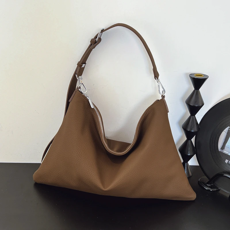 

Black Envelope Bag Women Trendy Hobo Shoulder Bag Solid Color Pu Leather Crossbody Bag Zipper Purse Clutch Bag Coffee Satchel