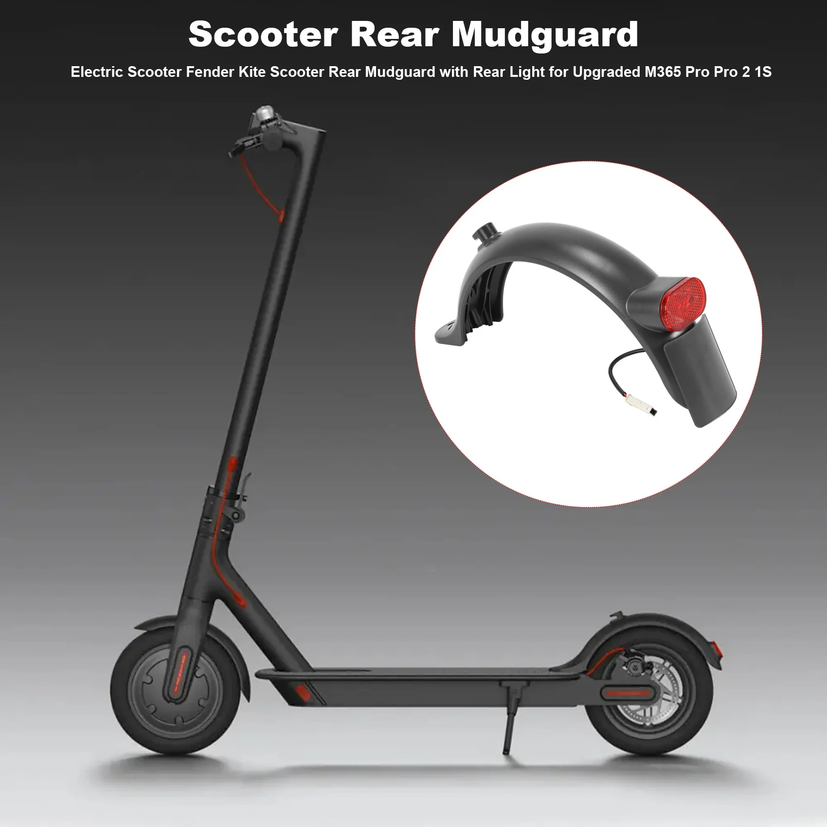 Electric Scooter Fender Kite Scooter Rear Mudguard with Rear Light for Upgraded Xiaomi M365 Pro Pro 2 1S