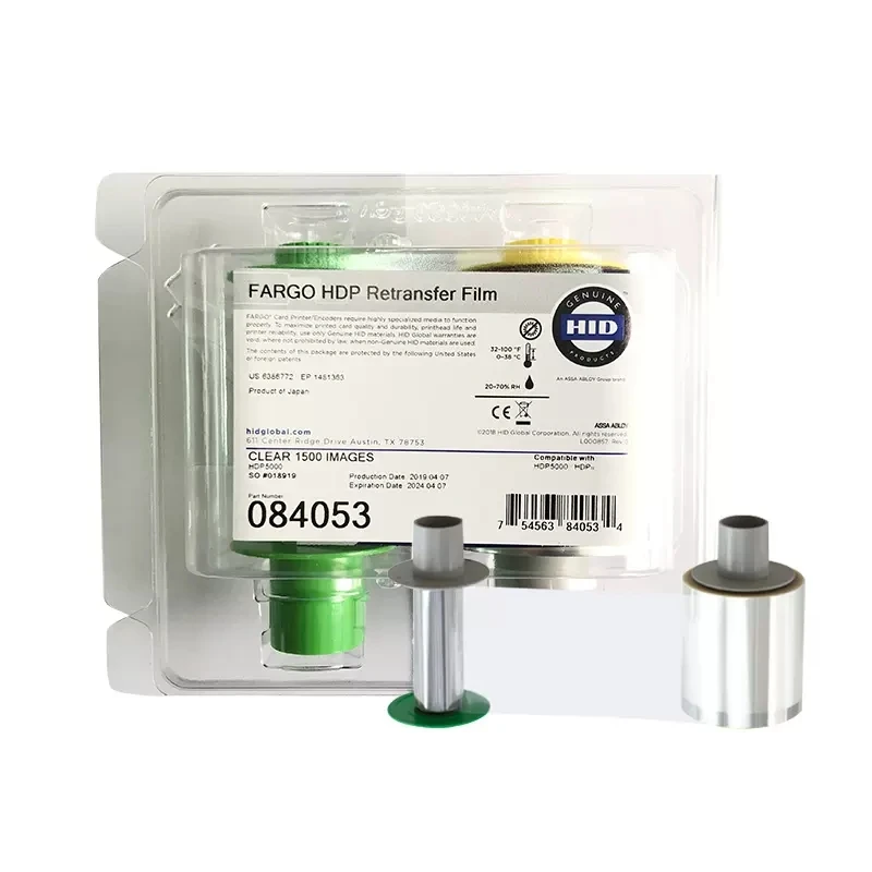 original fargo 084053 clear retransfer film 84053 1500prints for HID-fargo HDP5000 card Printer