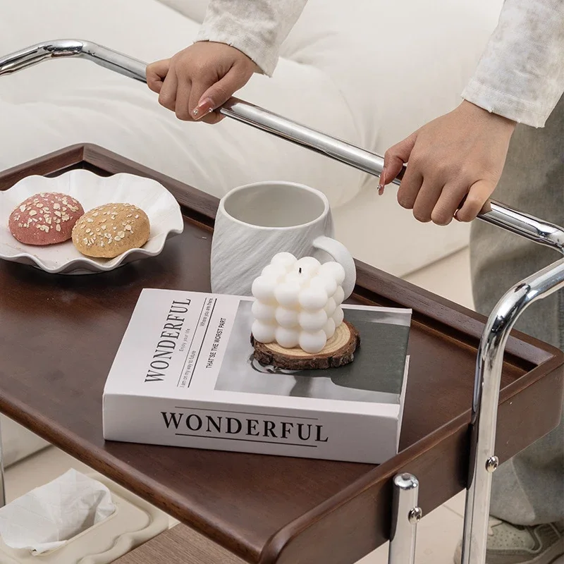 Home Living Room Sofa Storage Side Table Coffee Tables Movable Trolley Study Magazine Bookshelf Bedside Storage Rack