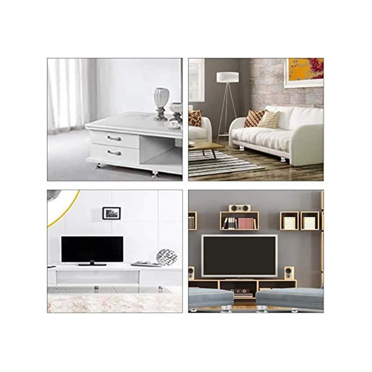Herrajes de acero inoxidable para TV, patas ajustables redondas para muebles, sofá, escritorio, casa, gabinete, mesa, pie de cama, 8 piezas
