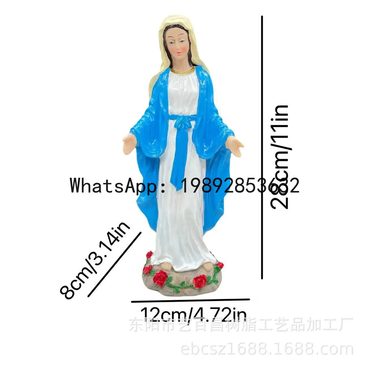 ZZ28CM High Virgin Mary Statue Hand Painted Resin Crafts Religious Gifts for Home Decoration