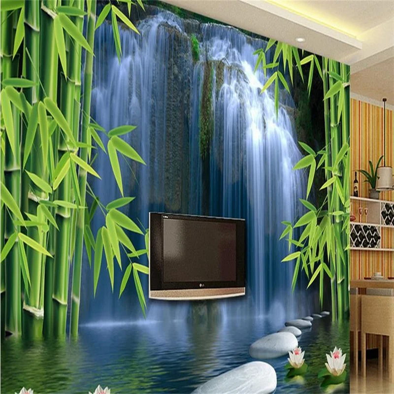 Customize Wallpaper For Walls 3 D Stereoscopic Bamboo Fforest Springs Wallpapers For LIving Room Photo Wall Mural Wallpaper