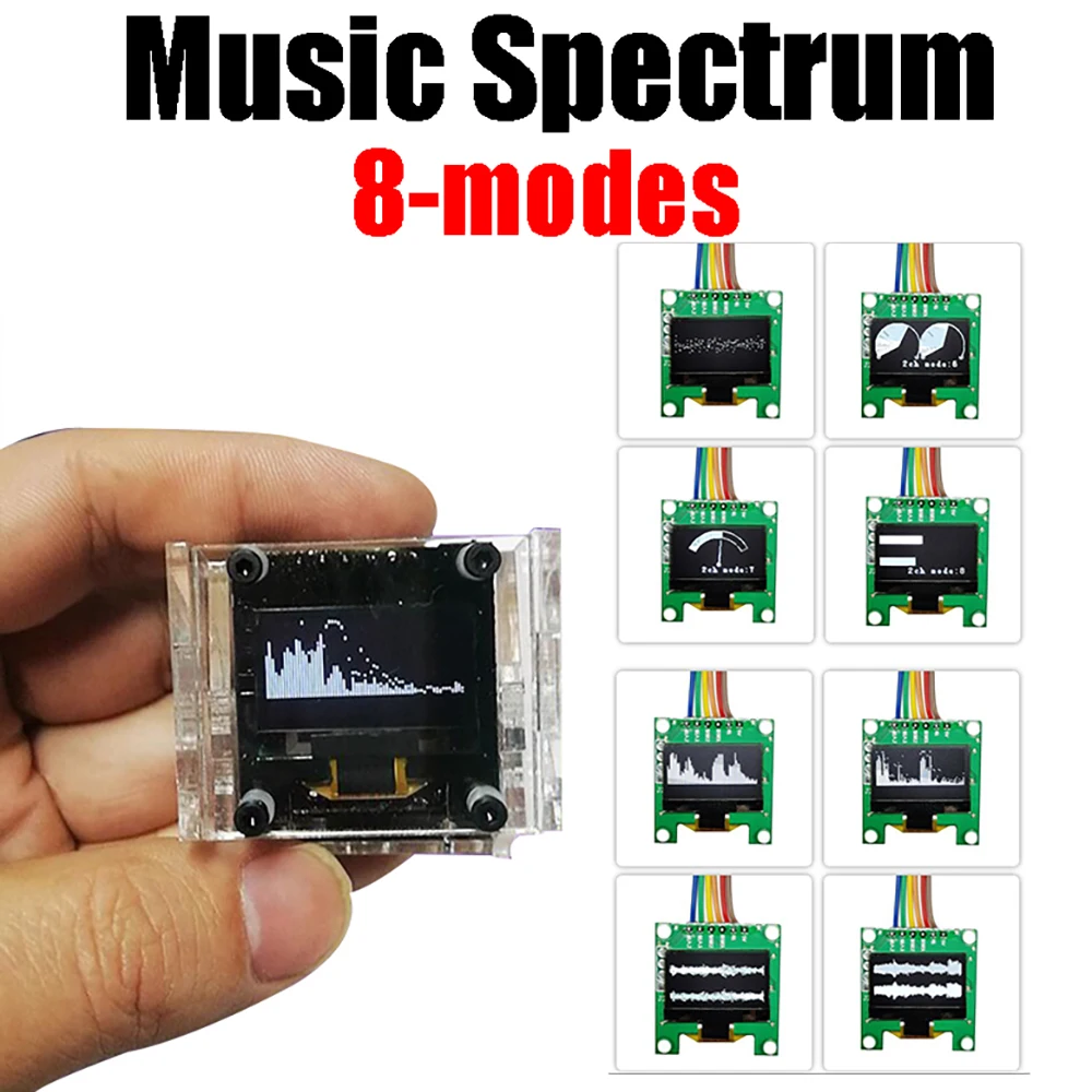 

0.96 OLED Music Spectrum Display 8 modes Level Indicator Rhythm Analyzer VU METER Stereo Audio Atmosphere Light POWER Amplifier