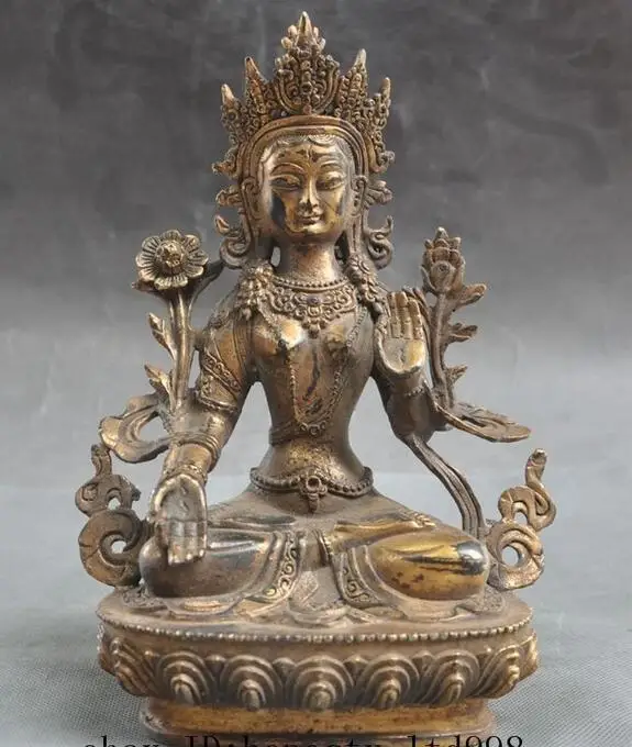 

Old tibet 21CM buddhism Joss White Tara Goddess Kwan-yin Guanyin statue