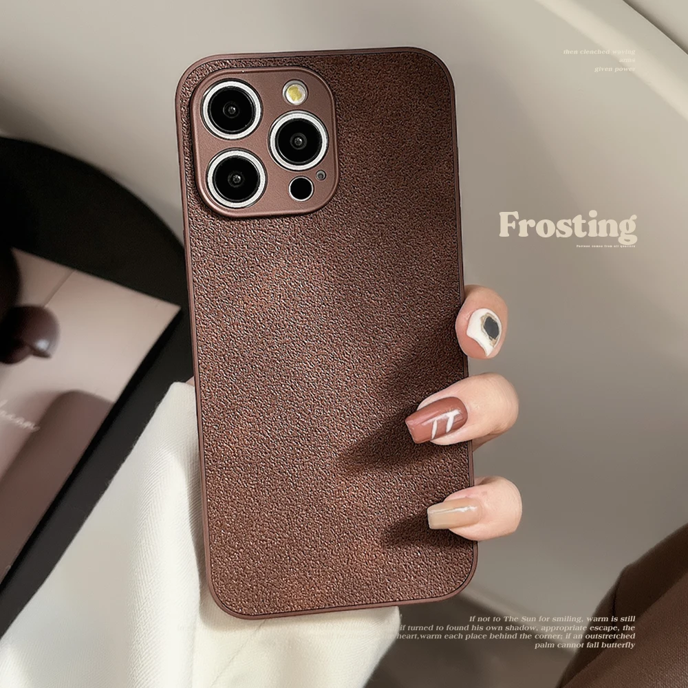 TPU Soft Phone Case For IPhone 14 Pro 15 Plus 13 Pro Max 12 11 Cartoon Anime Brown Lunar Pit Pattern Shockproof Cover