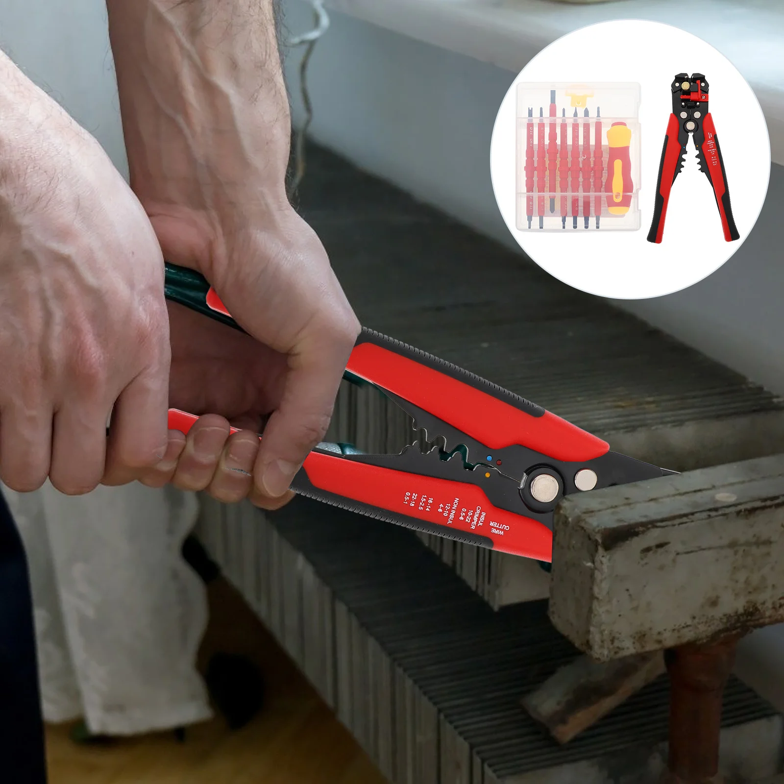 

1 Set Wire Stripper Combo Kit Multi-Functional Electrician Tool Assorted Color Durable Alloy Steel Ergonomic Handle Insulated