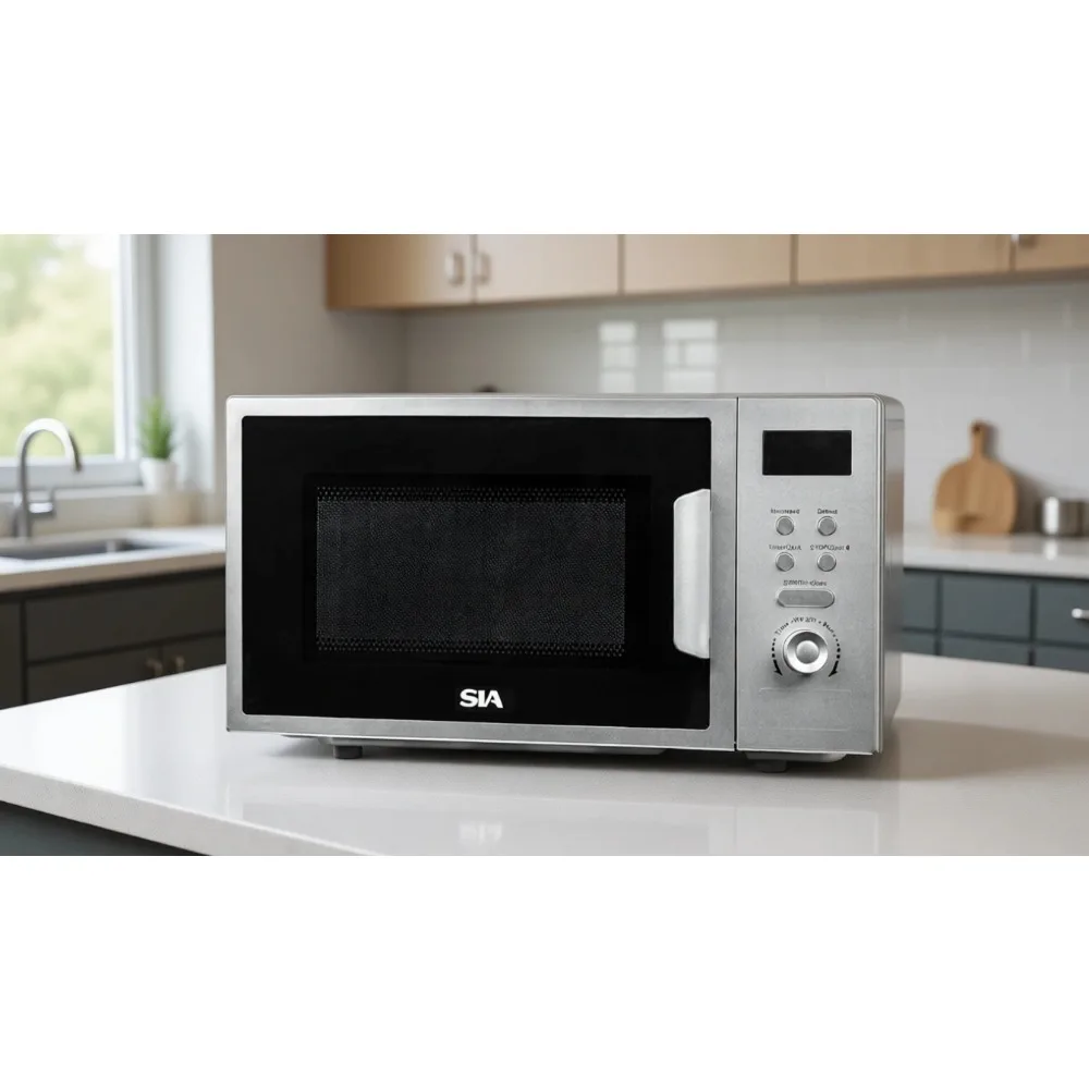 20L Silberne Mikrowelle 700W Digitales Display 8 Automatikprogramme 5 Leistungsstufen 245mm Drehteller 2 Jahre Garantie