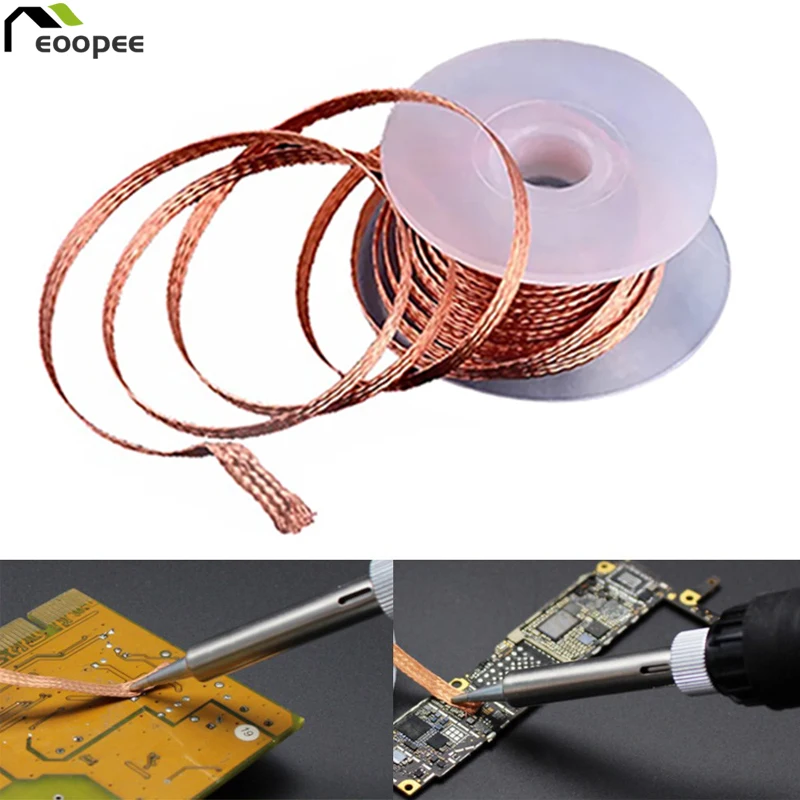 1.0-4.0mm Welding Wires Desoldering Mesh Braid Tape Welding Point Solder Tin Lead Cord Flux For Soldering Wire Repair Tool