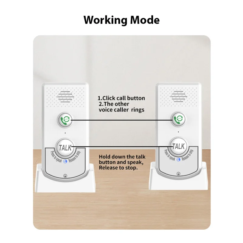 Home Intercoms Wireless Voice Bidirectional Caller Home Portable Voice Interphone Elderly Caller Room to Room Two Way Ringtone