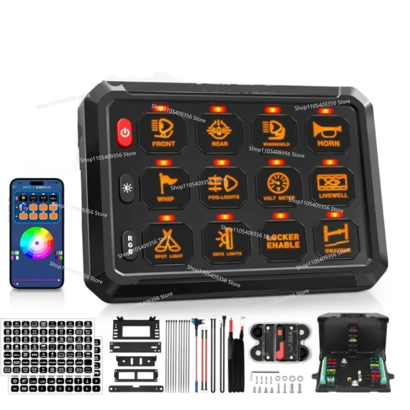 Twelve-button Touch Switch Panel, Mobile Phone Bluetooth APP Control Modified General RV Yacht RGB Adjustable